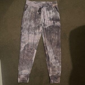 Gray and Light Purple Tie-Dye Jogger Pants